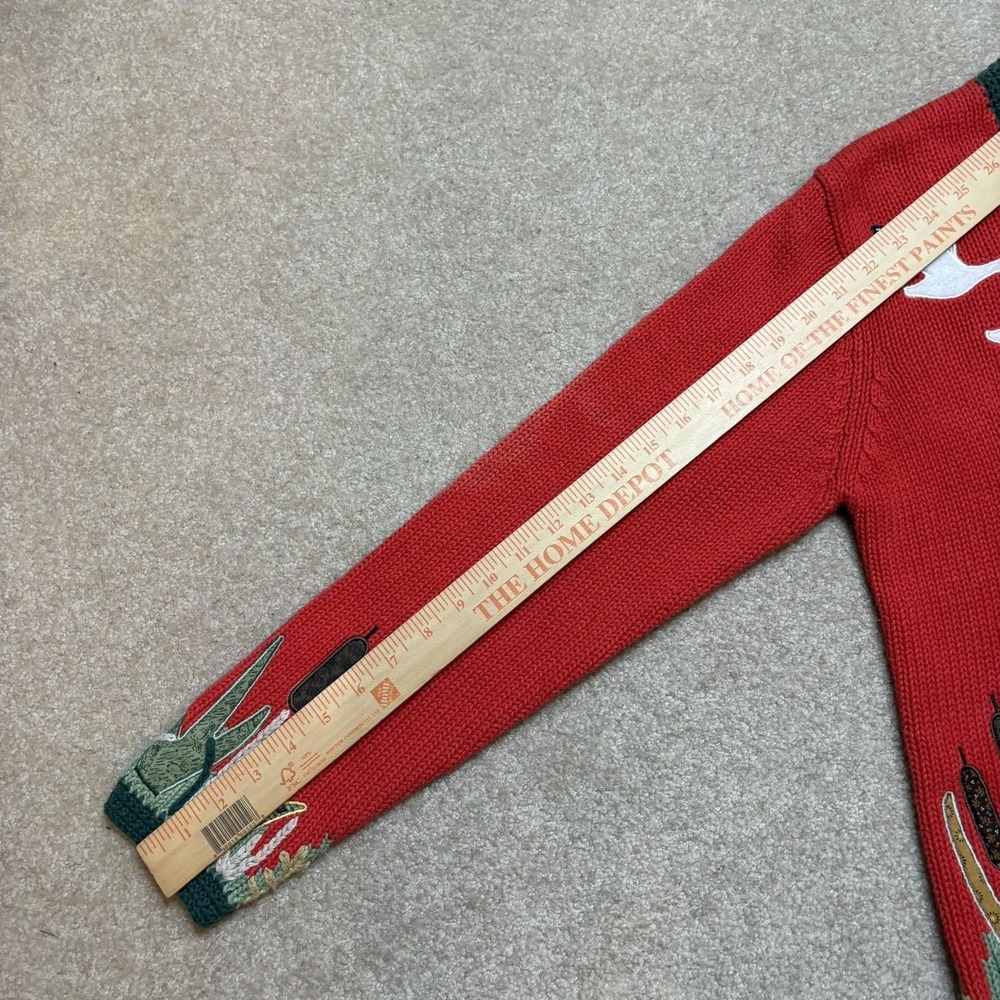 Vtg Orvis Cardigan Sweater Womens Small Red Birds Embroidered Knit Nature 80s - Picture 6 of 9